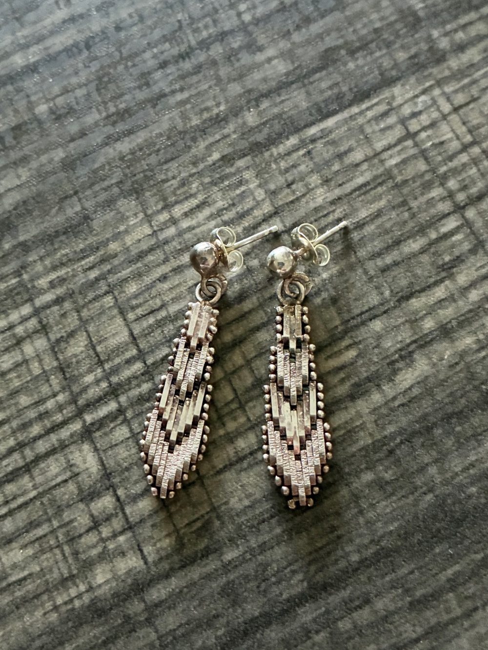 Sterling Chevron Vintage Earrings - Picture 3 of 4